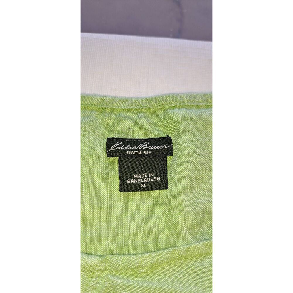EDDIE Bauer XL Spring Green Linen Top - Picture 4 of 5